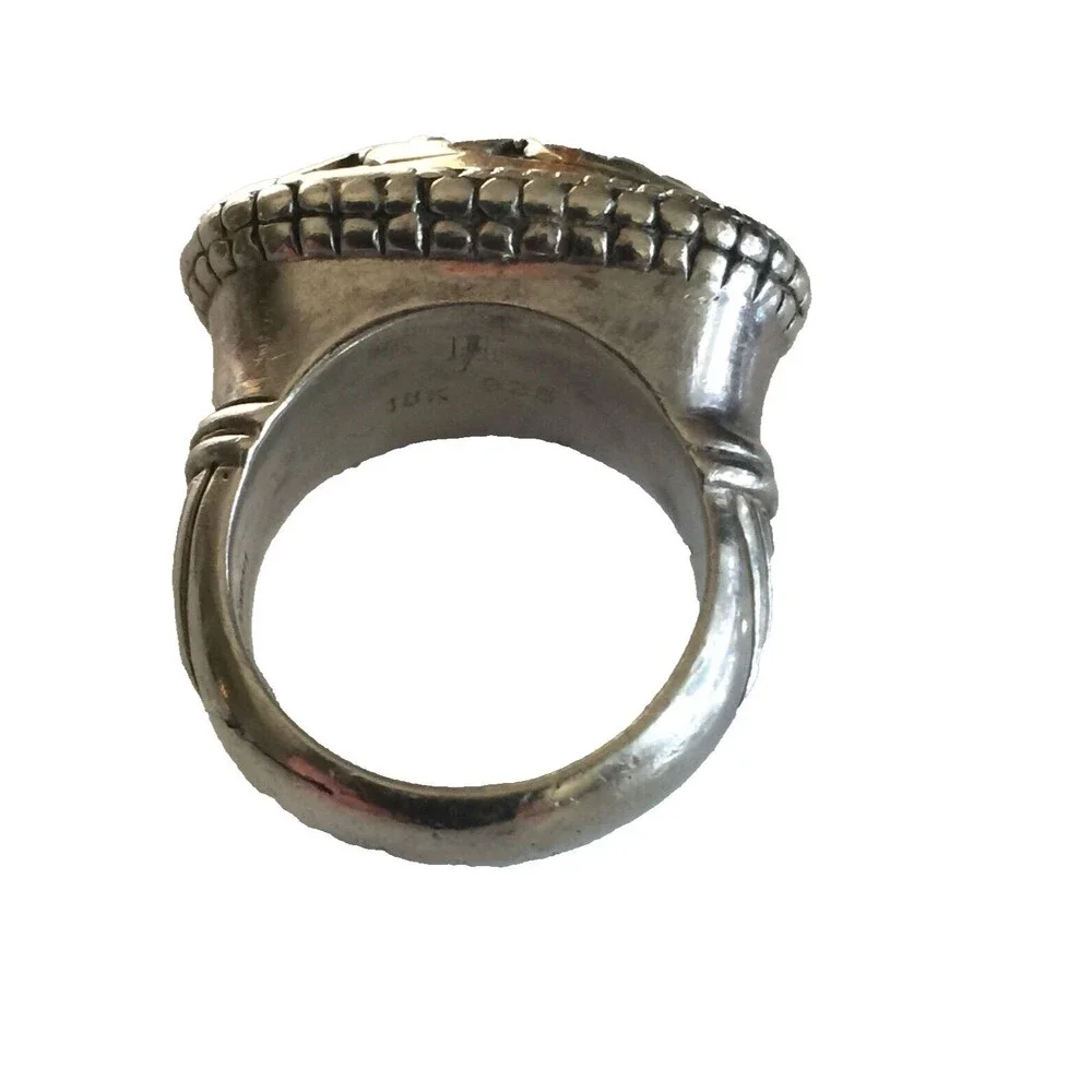 New Signed John  Hardy Sterling Silver & 18K Yellow Gold  Ring Size 6.25